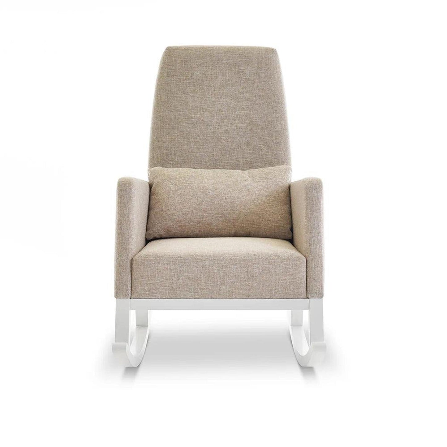 Obaby High Back Rocking Chair - White with Oatmeal Cushion-Dreamy Nursery