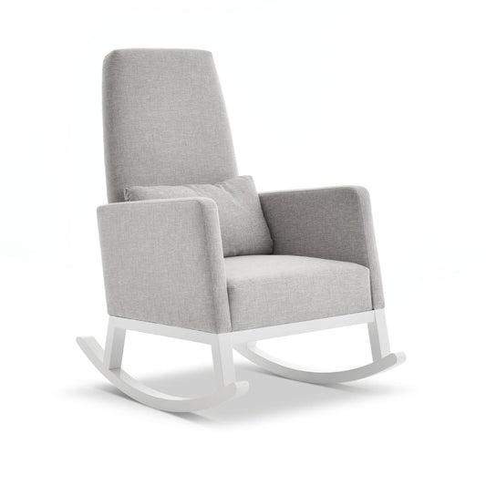 Obaby High Back Rocking Chair - White with Stone Cushion-Dreamy Nursery