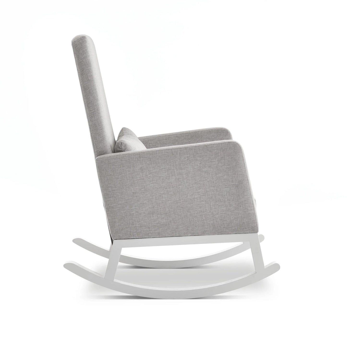 Obaby High Back Rocking Chair - White with Stone Cushion-Dreamy Nursery