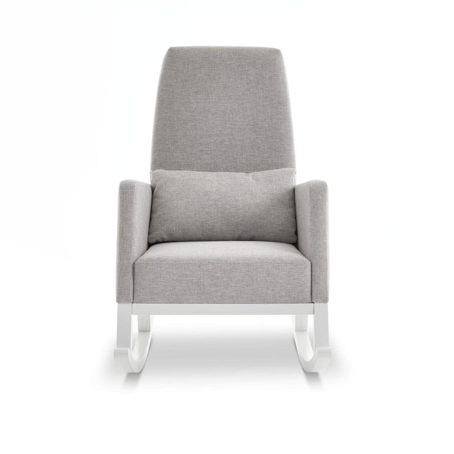 Obaby High Back Rocking Chair - White with Stone Cushion-Dreamy Nursery