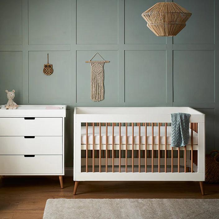 Obaby Maya 2 Piece Room Set - White with Natural-Dreamy Nursery