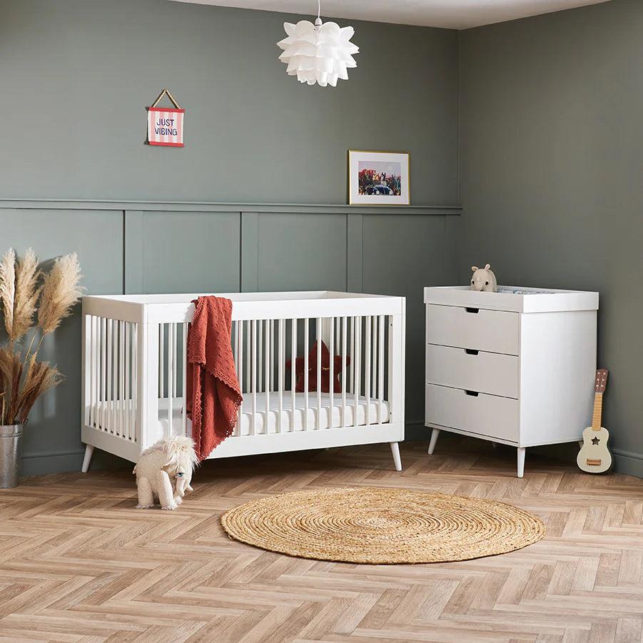 Obaby Maya 3 Piece Room Set - Nordic White-Dreamy Nursery