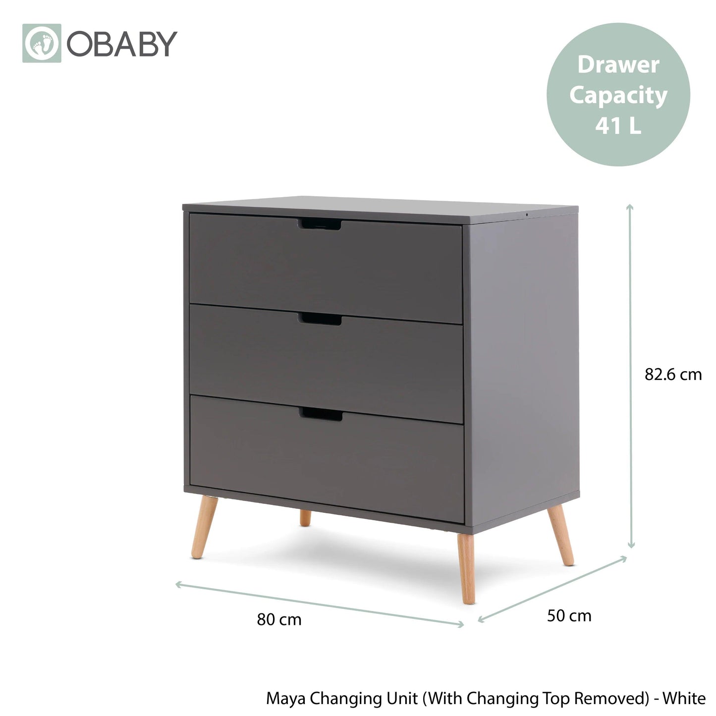 Obaby Maya 3 Piece Room Set - Slate with Natural-Dreamy Nursery