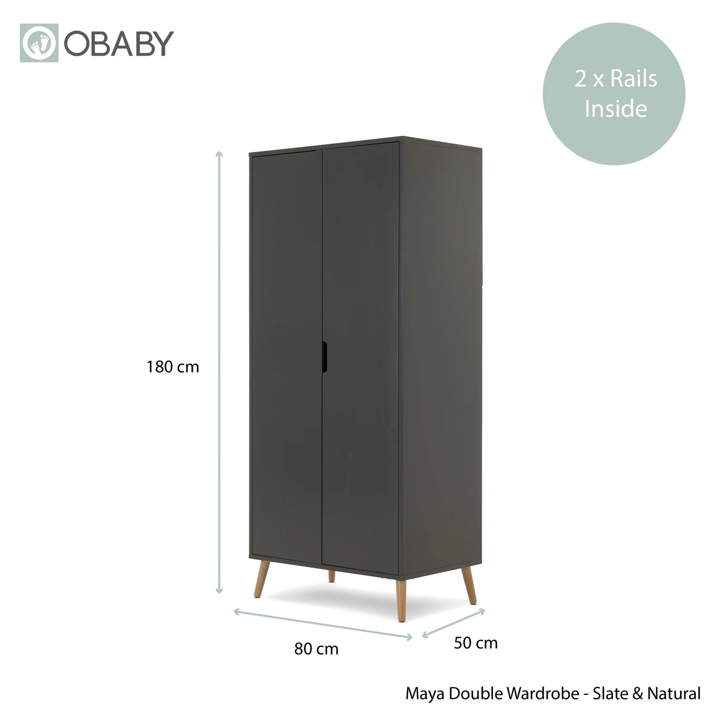 Obaby Maya 3 Piece Room Set - Slate with Natural-Dreamy Nursery