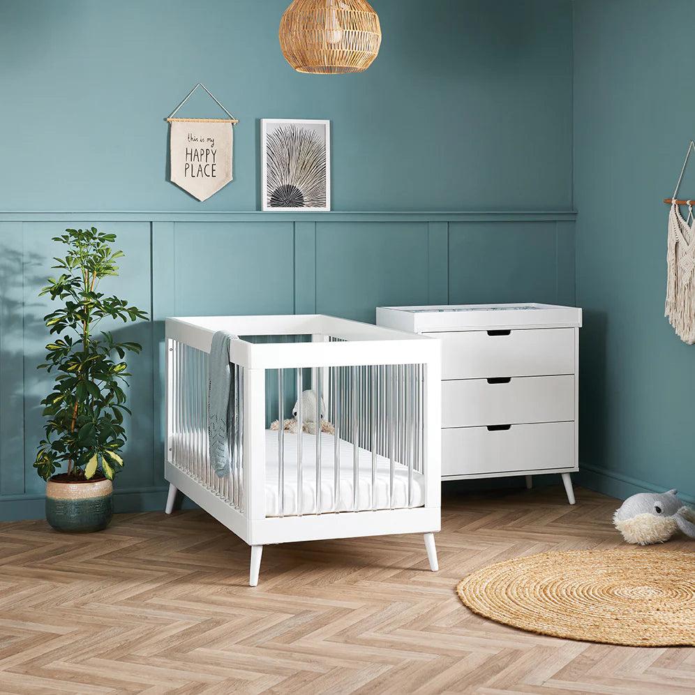 Obaby Maya 3 Piece Room Set - White with Acrylic-Dreamy Nursery