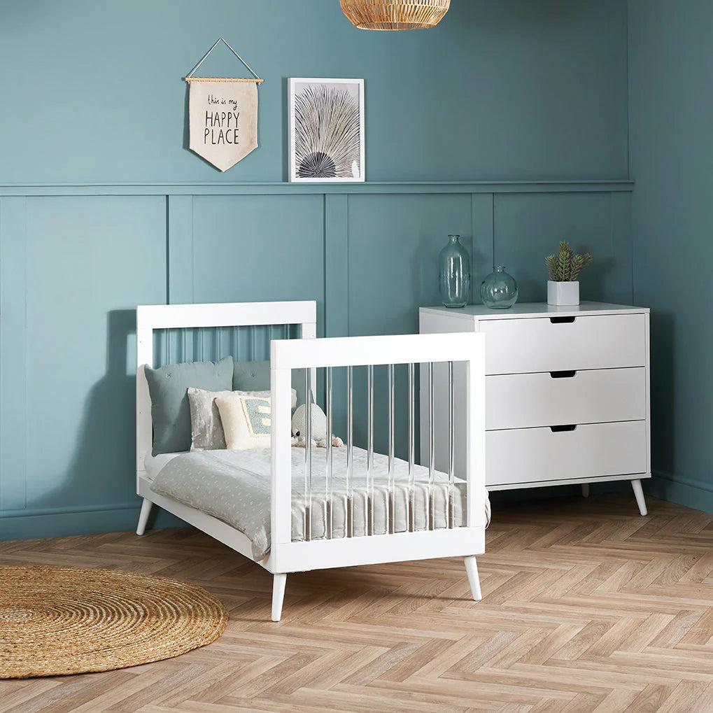 Obaby Maya 3 Piece Room Set - White with Acrylic-Dreamy Nursery