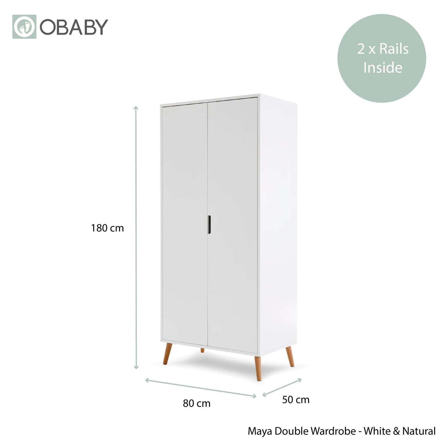 Obaby Maya 3 Piece Room Set - White with Natural-Dreamy Nursery