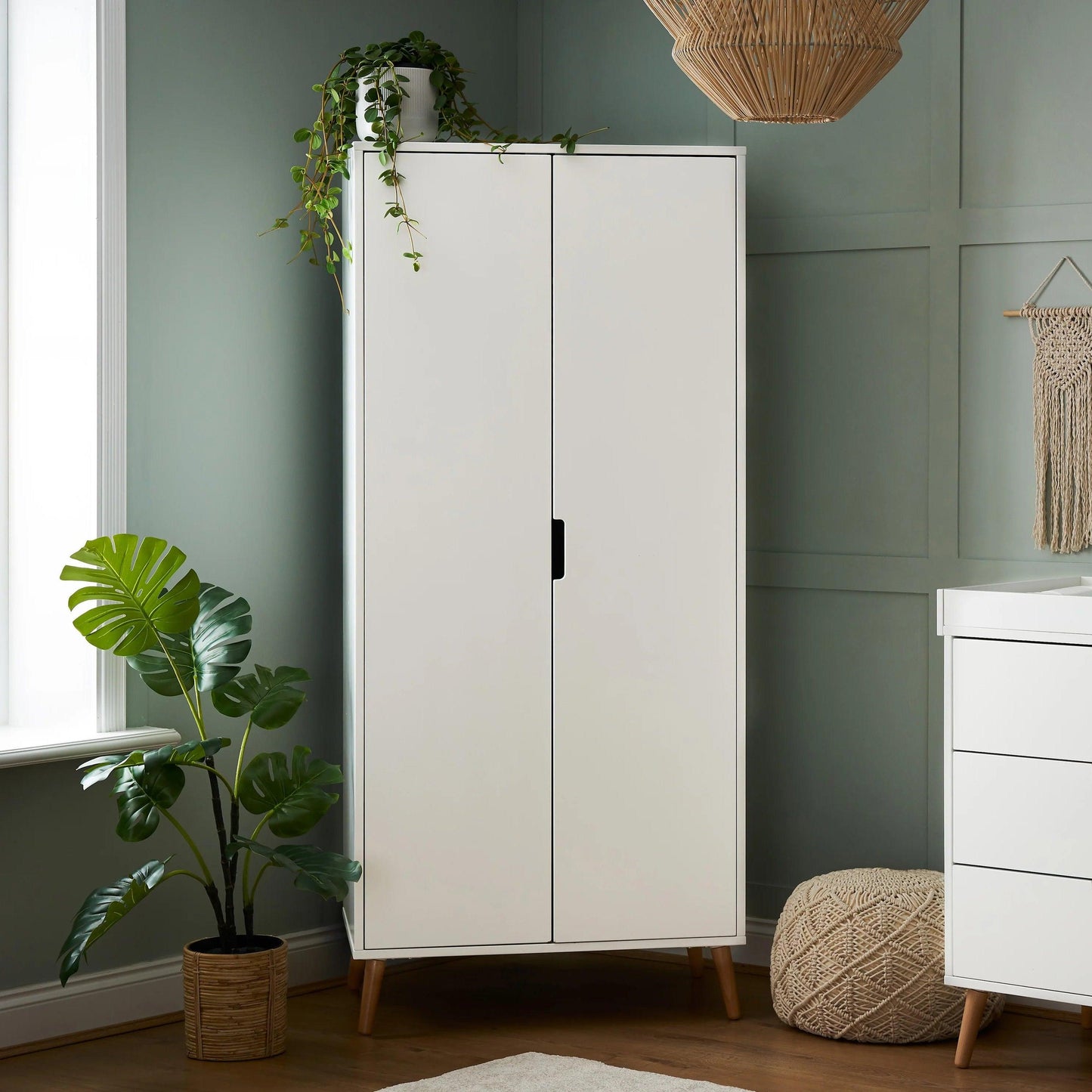 Obaby Maya 3 Piece Room Set - White with Natural-Dreamy Nursery