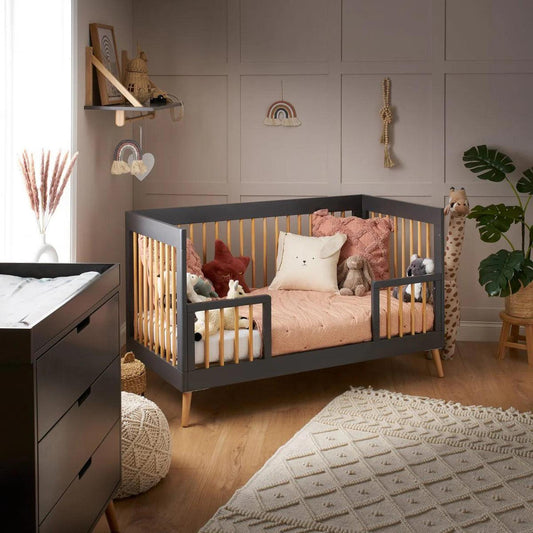 Obaby Maya Cot Bed - Slate with Natural-Dreamy Nursery
