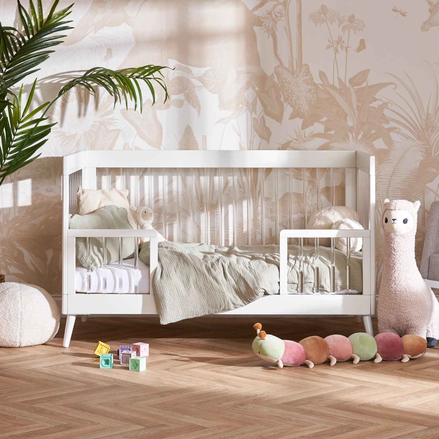 Obaby Maya Cot Bed - White with Acrylic-Dreamy Nursery