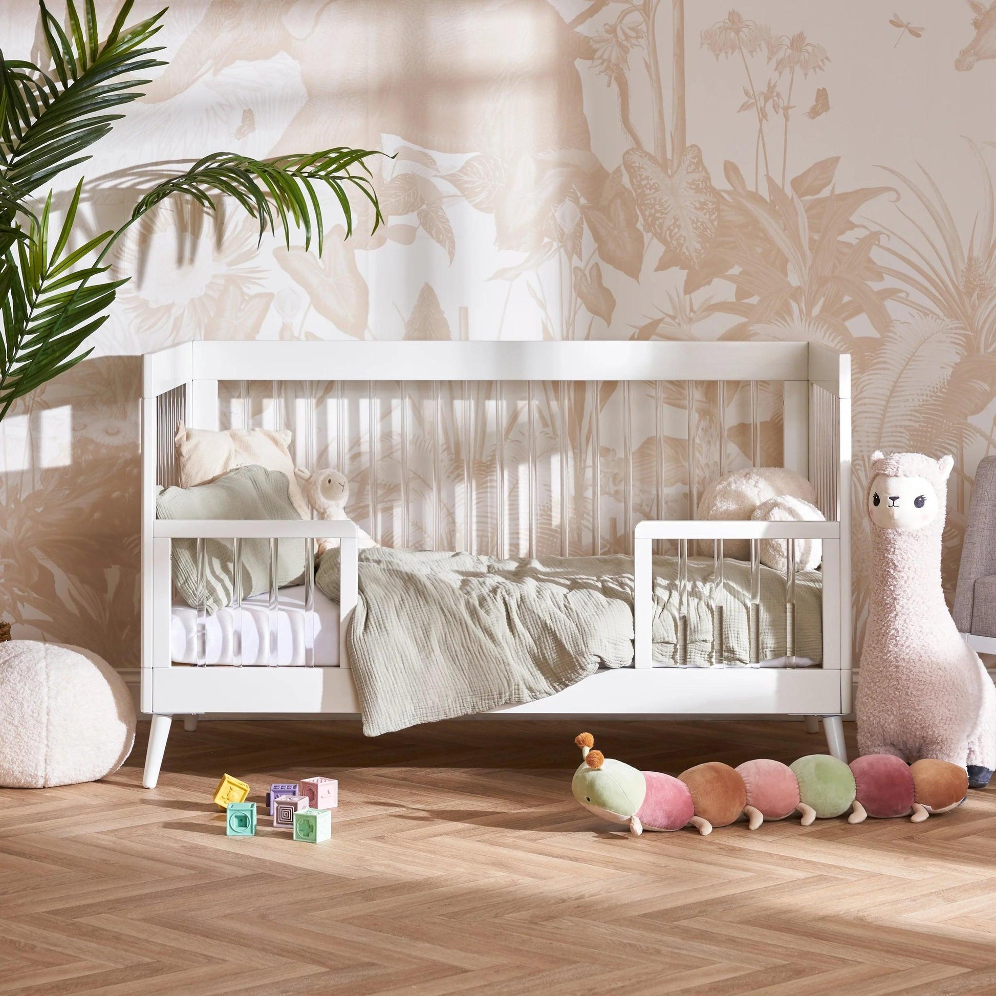 Obaby Maya Cot Bed - White with Acrylic-Dreamy Nursery