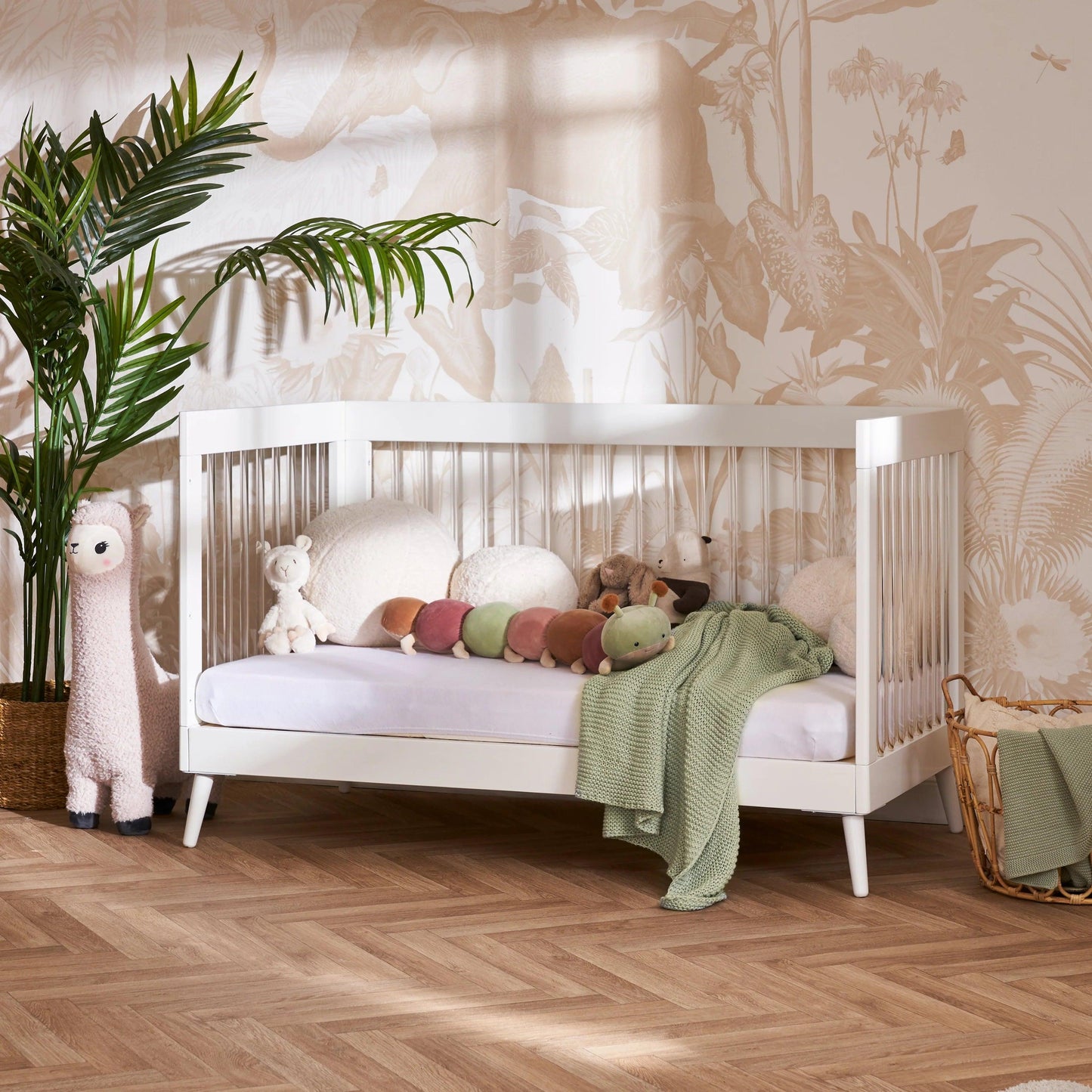 Obaby Maya Cot Bed - White with Acrylic-Dreamy Nursery