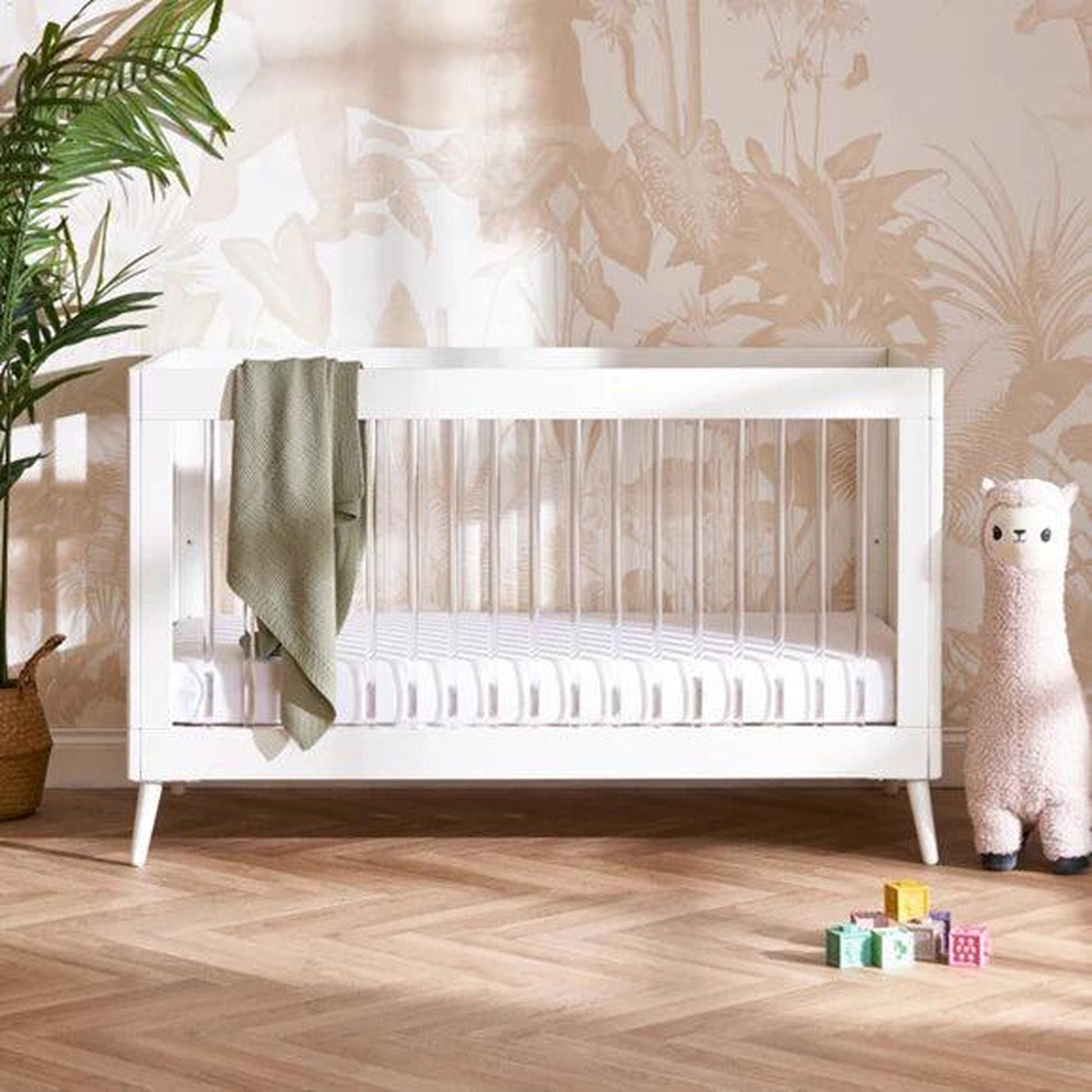 Obaby Maya Cot Bed - White with Acrylic-Dreamy Nursery
