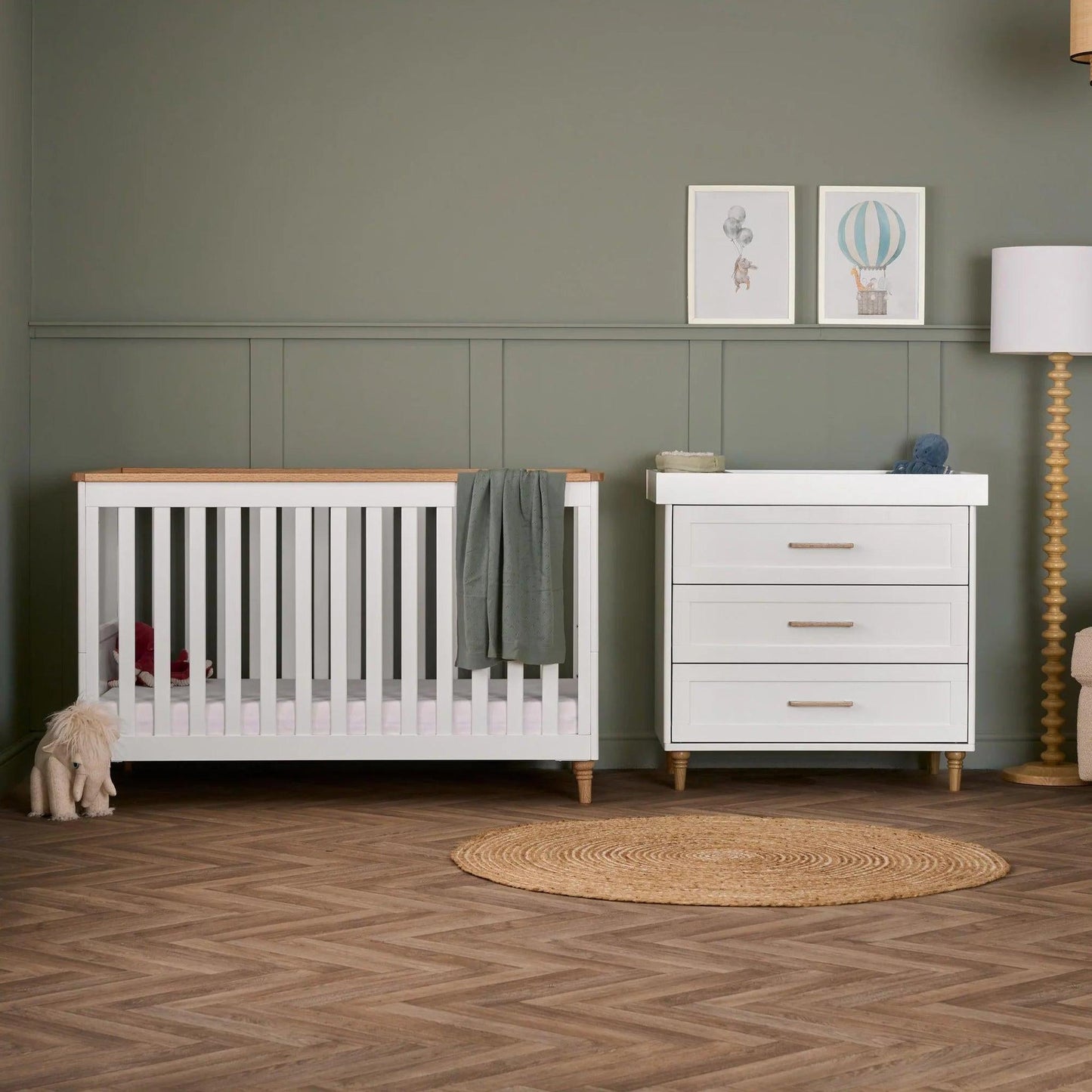 Obaby Orla 2 Piece Room Set - White with Oak-Dreamy Nursery