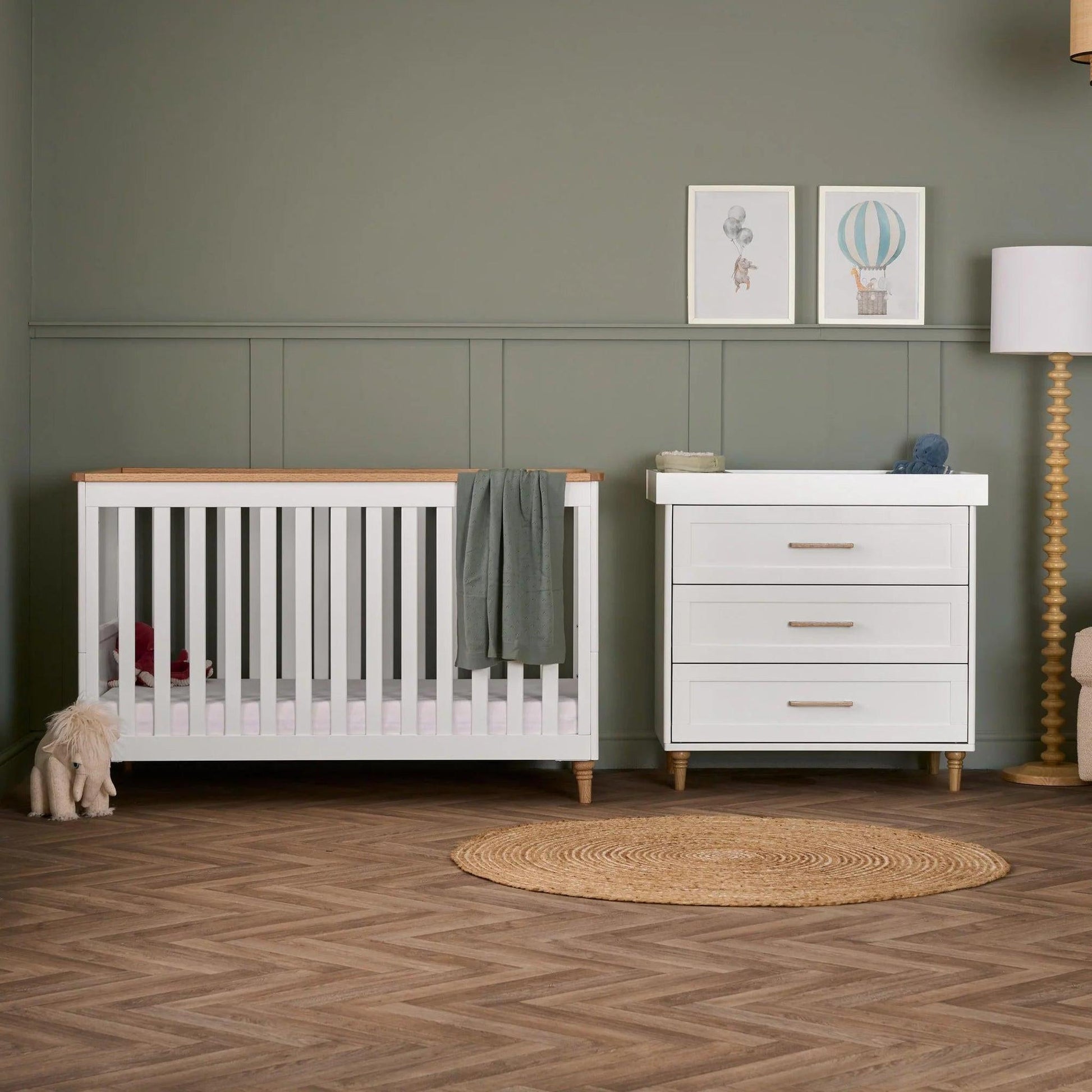 Obaby Orla 2 Piece Room Set - White with Oak-Dreamy Nursery