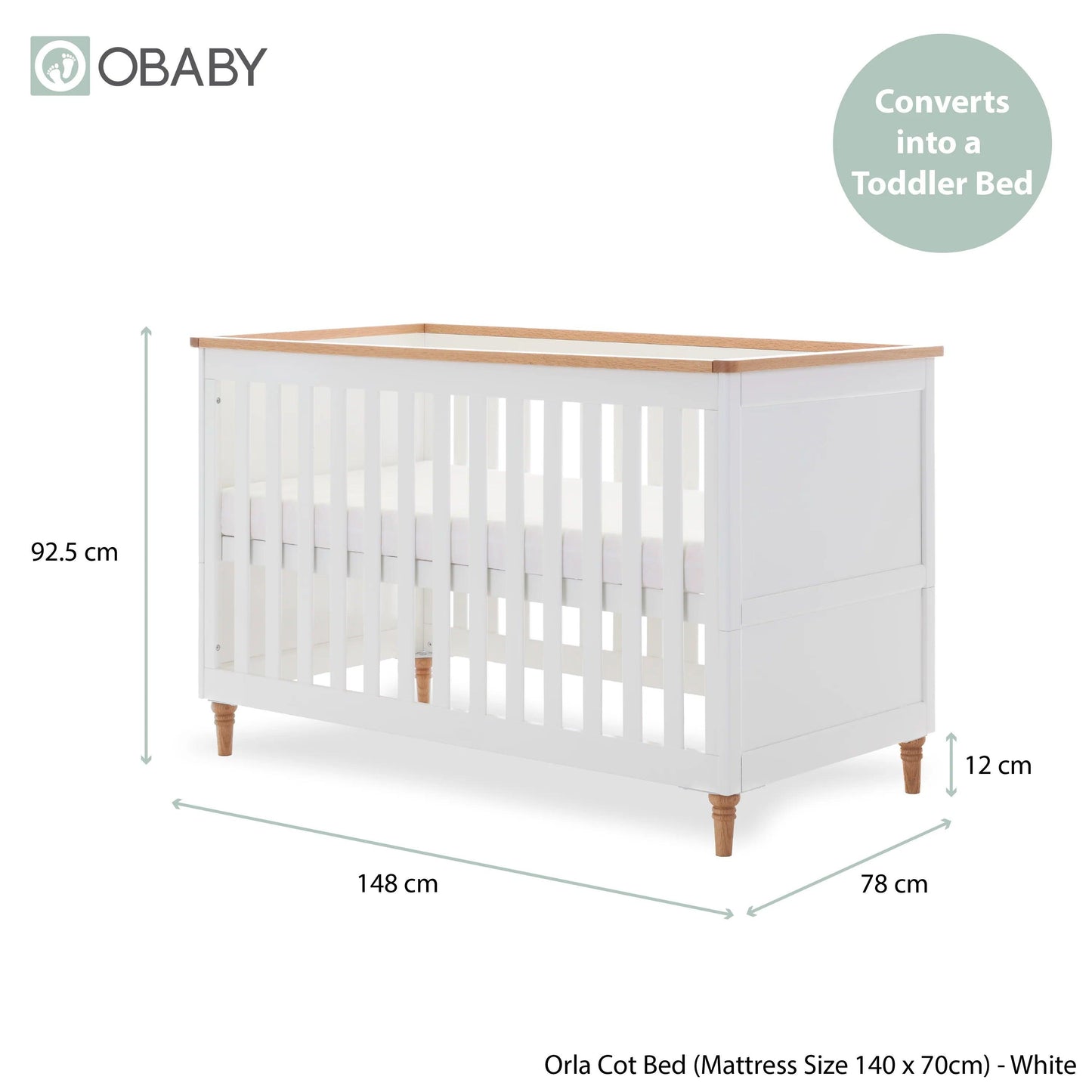 Obaby Orla 3 Piece Room Set - White with Oak-Dreamy Nursery