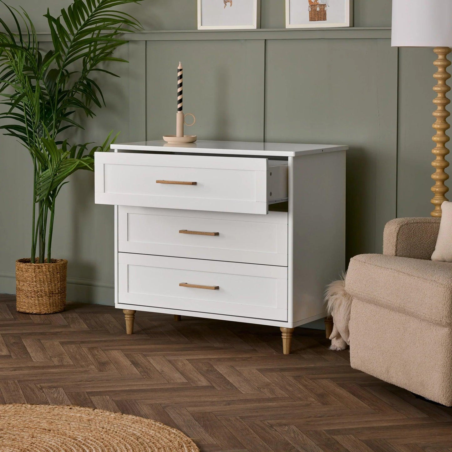 Obaby Orla 3 Piece Room Set - White with Oak-Dreamy Nursery