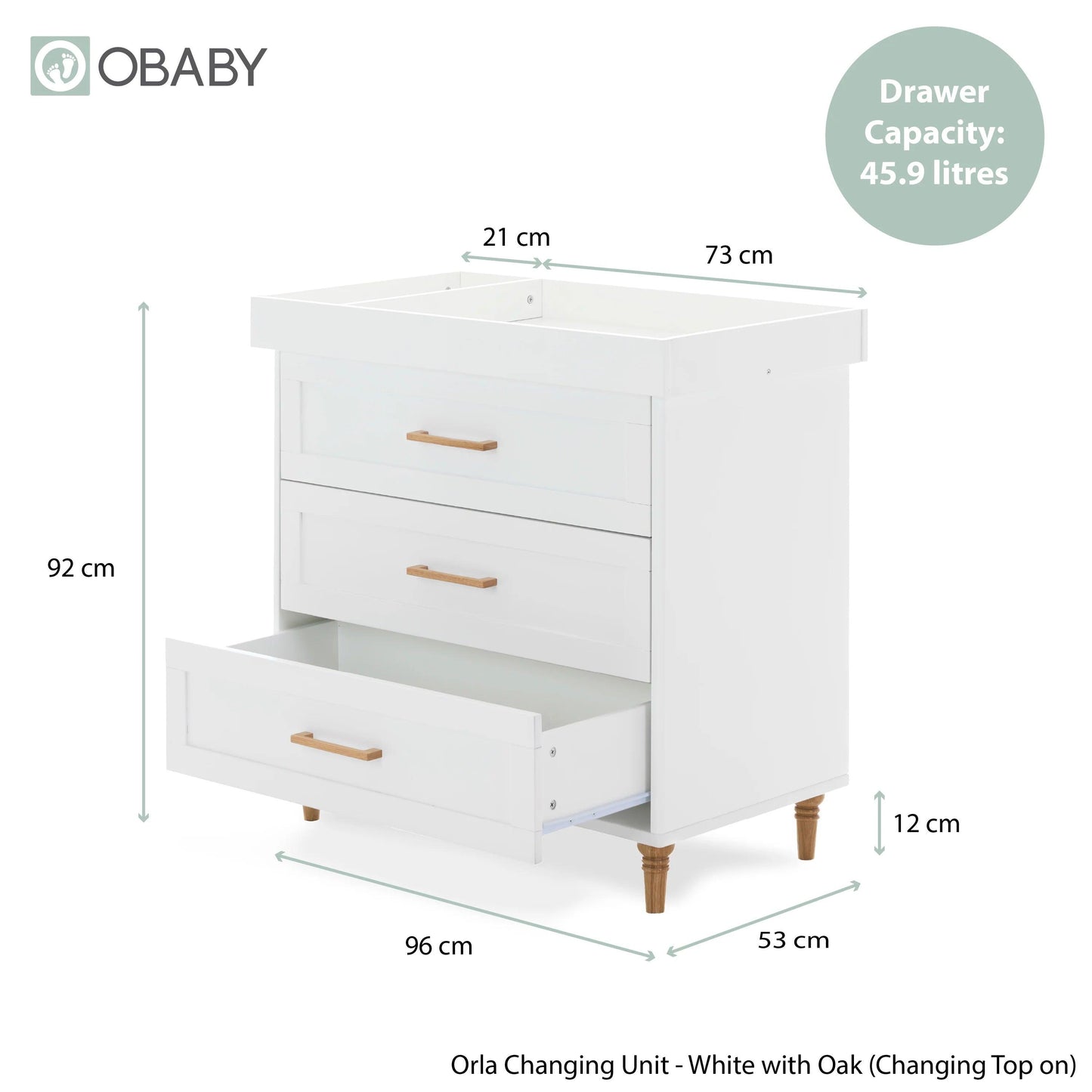 Obaby Orla 3 Piece Room Set - White with Oak-Dreamy Nursery