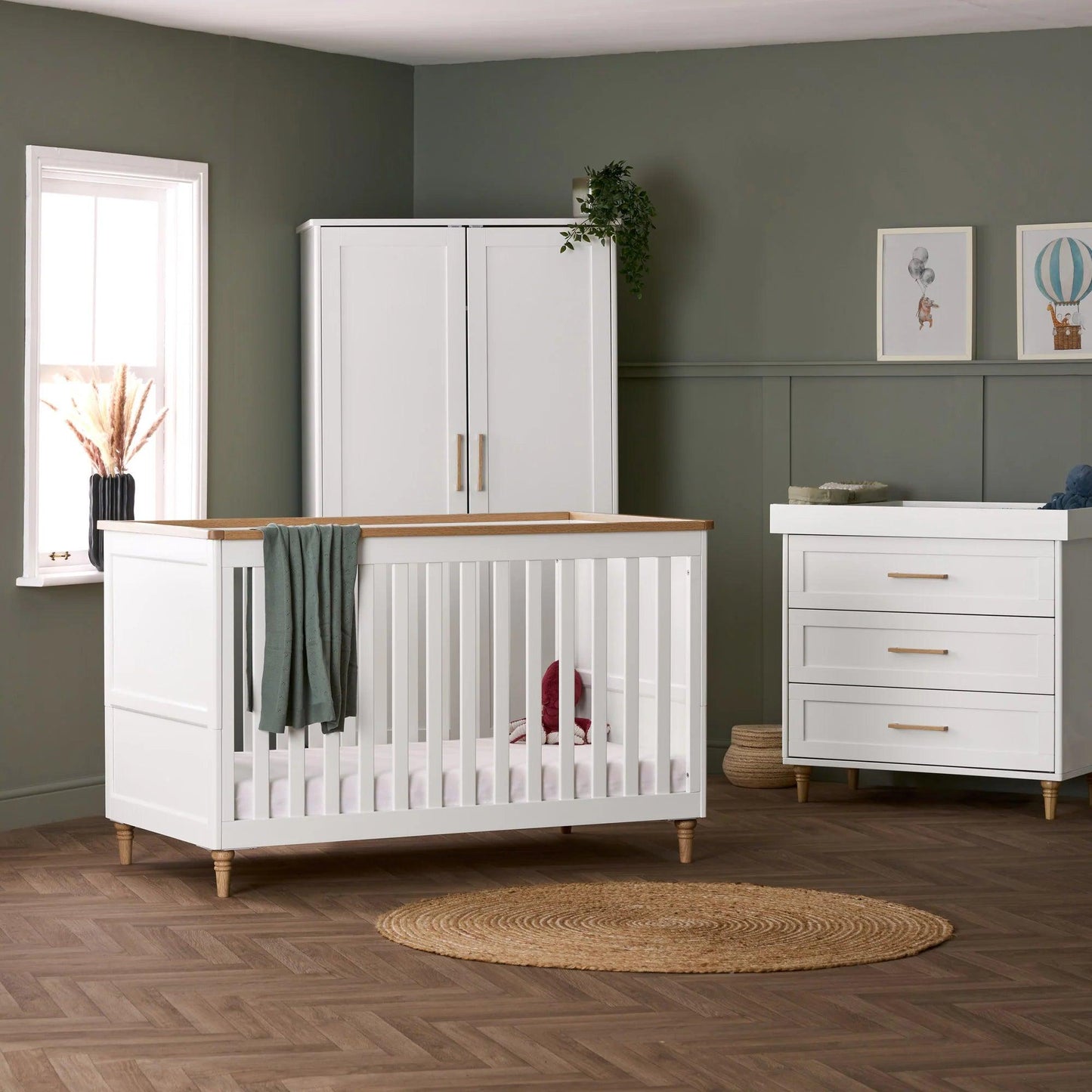 Obaby Orla 3 Piece Room Set - White with Oak-Dreamy Nursery