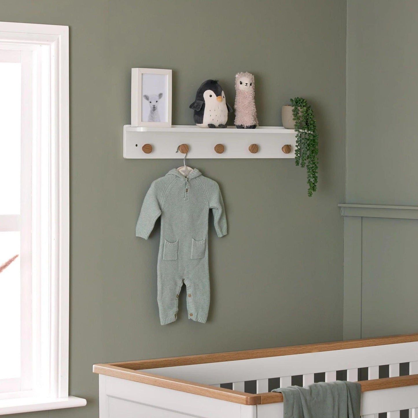 Obaby Orla Wall Shelf - White with Oak-Dreamy Nursery