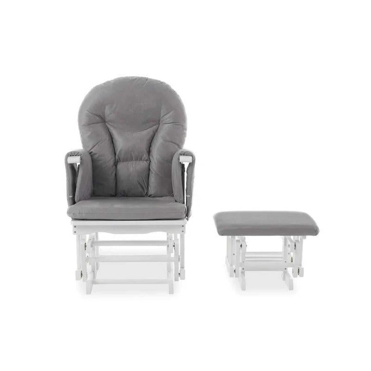 Obaby Reclining Glider Chair and Stool - White with Grey Cushion-Dreamy Nursery