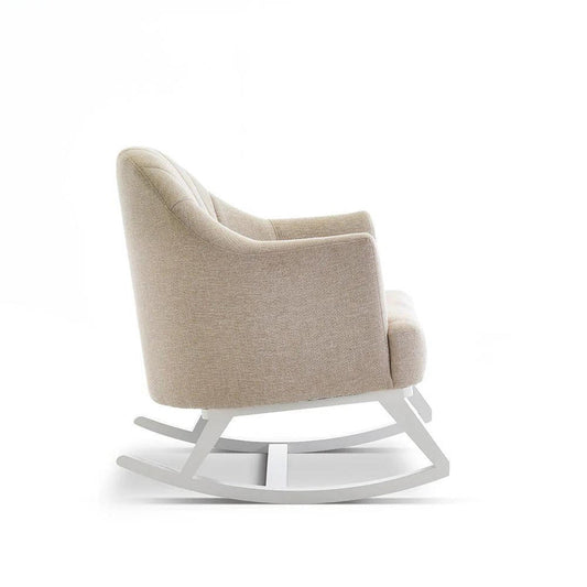 Obaby Round Back Rocking Chair - White with Oatmeal Cushions-Dreamy Nursery