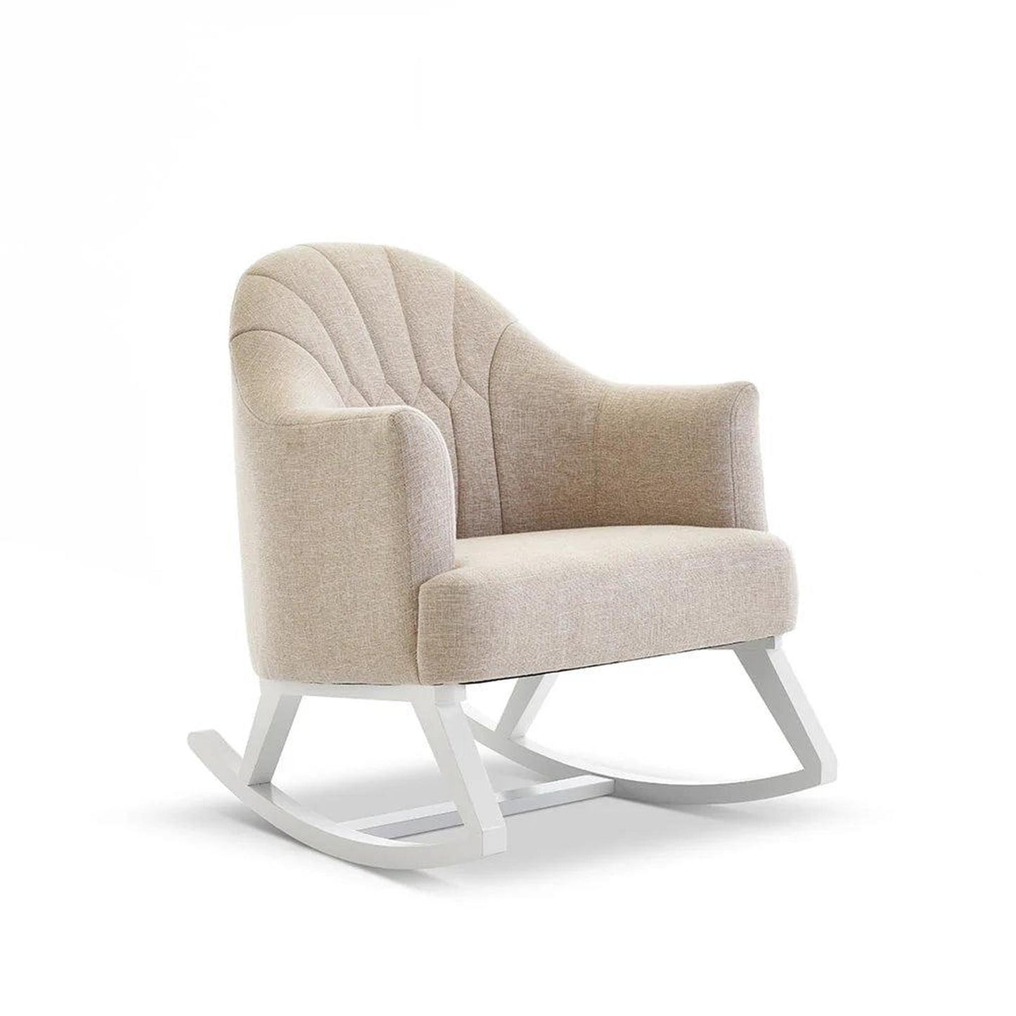 Obaby Round Back Rocking Chair - White with Oatmeal Cushions-Dreamy Nursery