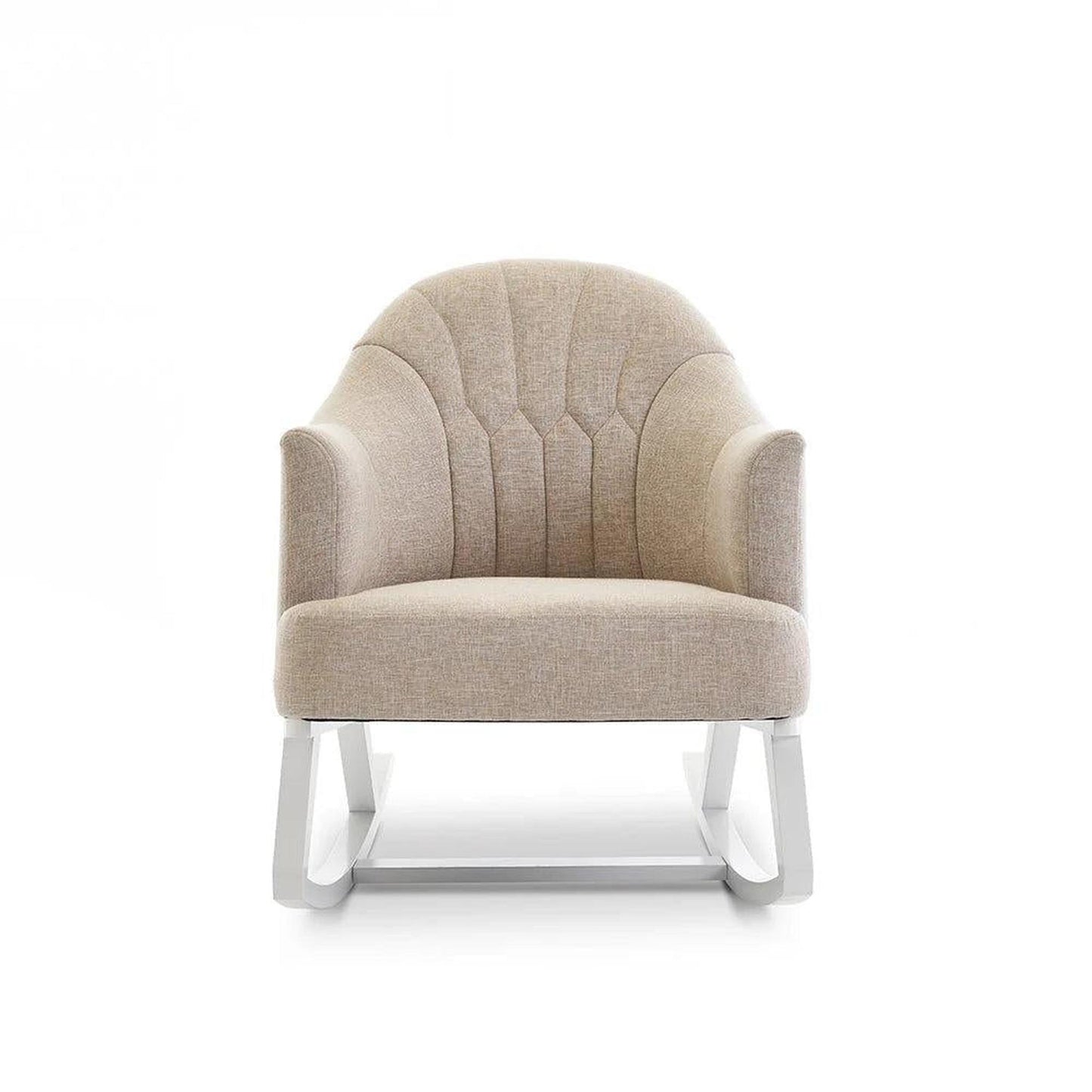 Obaby Round Back Rocking Chair - White with Oatmeal Cushions-Dreamy Nursery