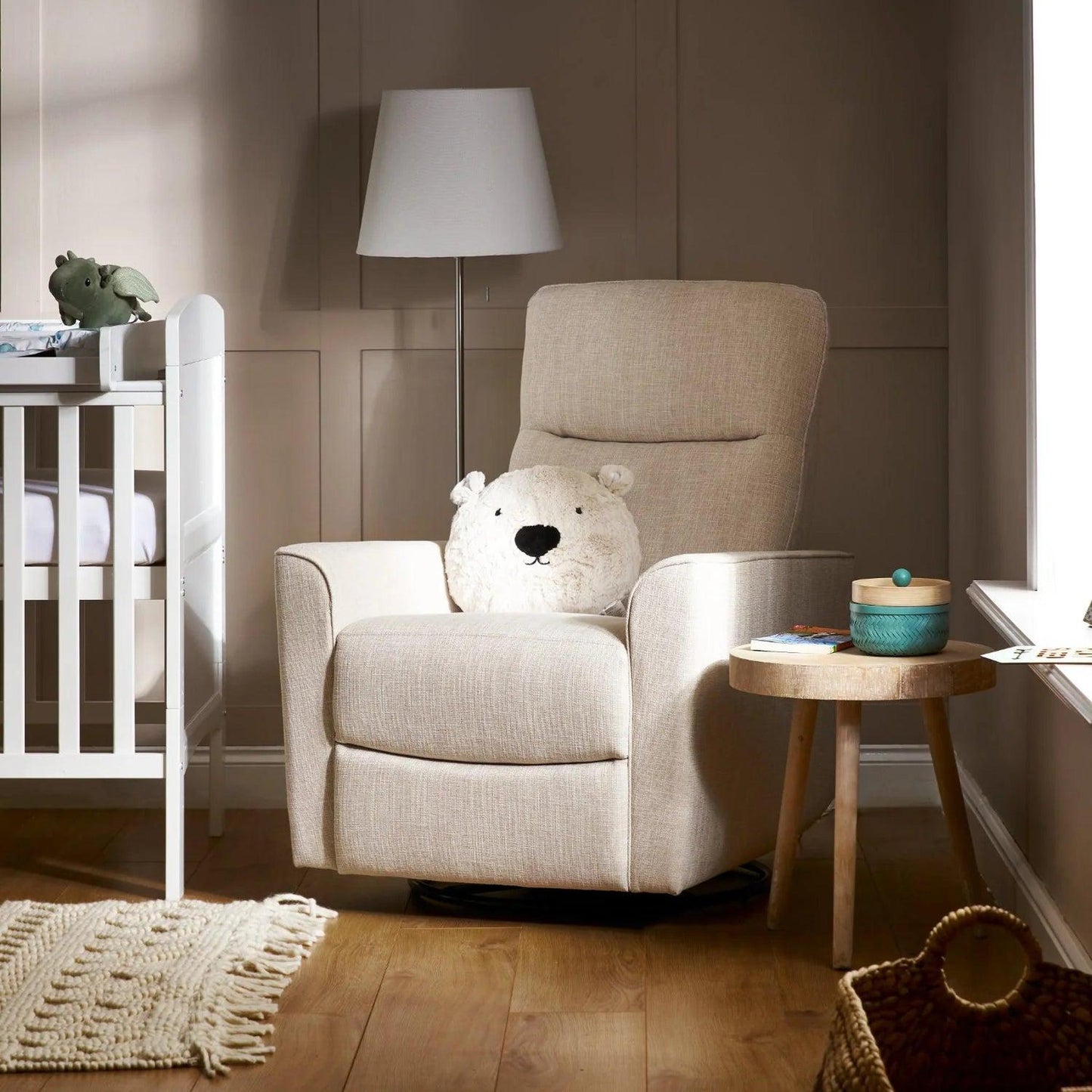 Obaby Savannah Swivel Glider Recliner Chair - Oatmeal-Dreamy Nursery
