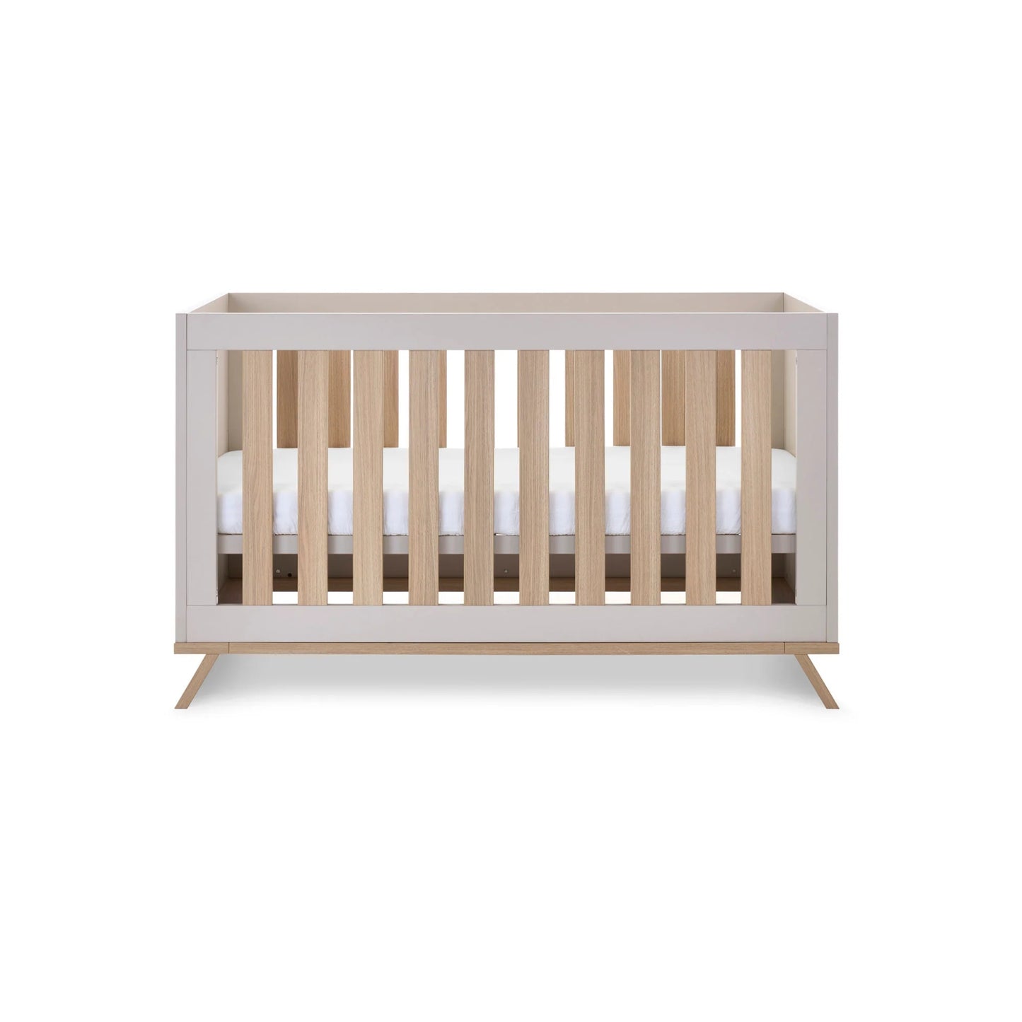 Obaby Thea nursery furniture set 2 piece modern crib in white and natural wood finish