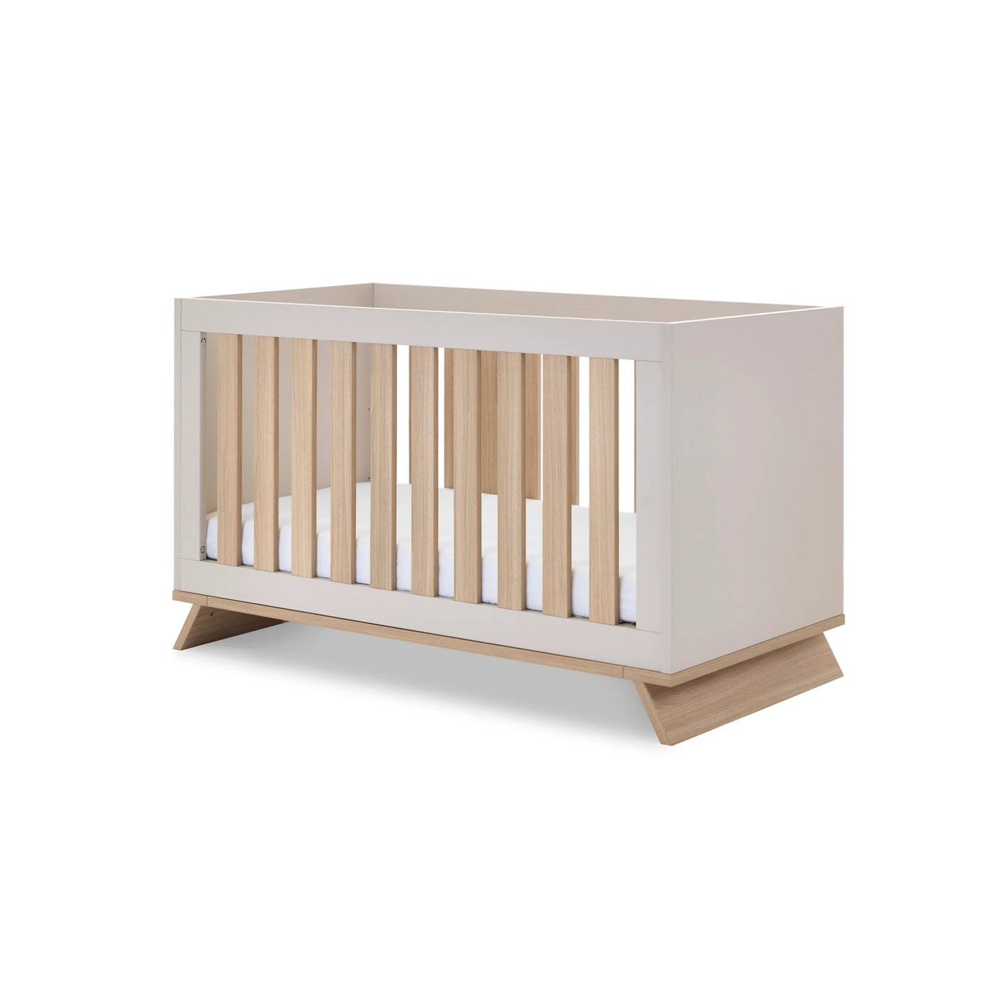Obaby Thea nursery furniture set 2 piece with modern wooden cot in natural and white finish