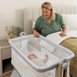 Obaby Cloud Bedside Crib - Grey - Dreamy Nursery