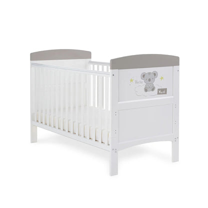 Obaby Grace Inspire Cot Bed - Hello World Koala (White with Grey)