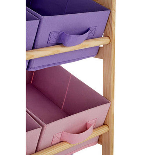 Orsina Kids Storage Unit (9 Canvas Tubs) - Purple & Pink