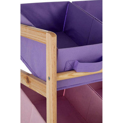 Orsina Kids Storage Unit (9 Canvas Tubs) - Purple & Pink