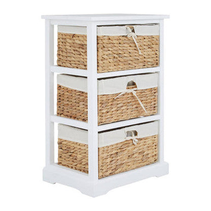 Orsina Ashby 3 Seagrass Drawer Chest - White & Natural