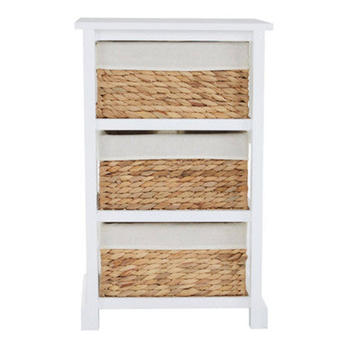 Orsina Ashby 3 Seagrass Drawer Chest - White & Natural