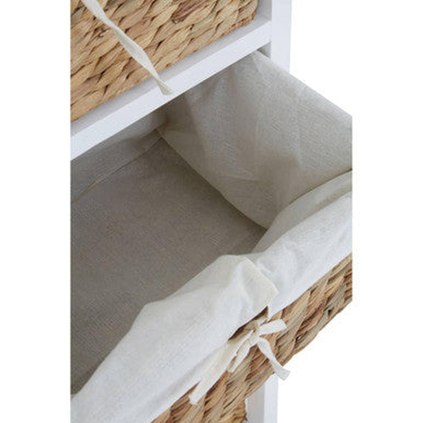 Orsina Ashby 3 Seagrass Drawer Chest - White & Natural