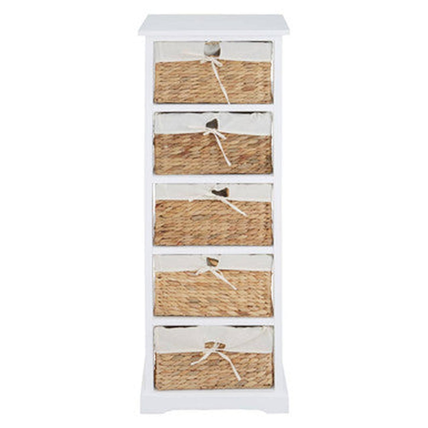 Orsina Ashby 5 Seagrass Drawer Chest - White & Natural
