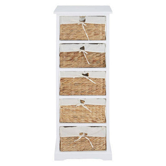 Orsina Ashby 5 Seagrass Drawer Chest - White & Natural