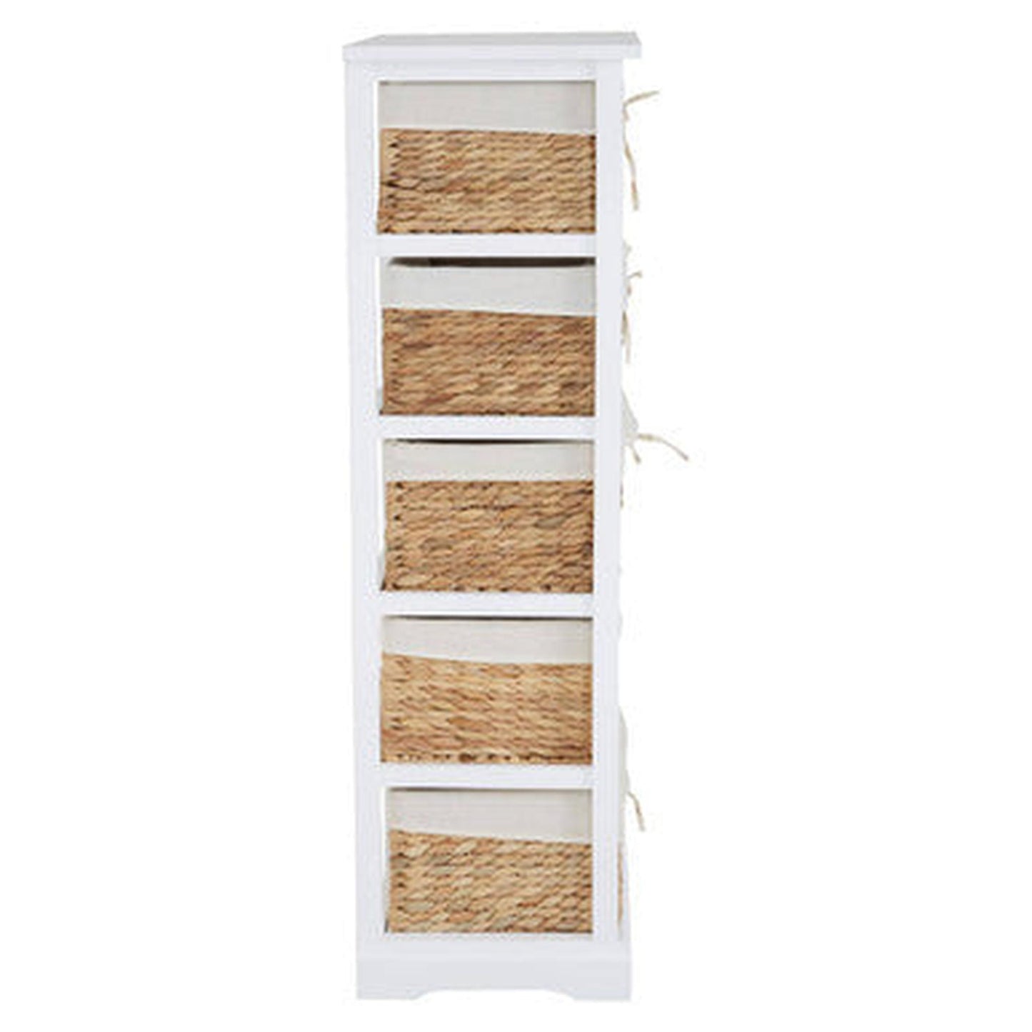 Orsina Ashby 5 Seagrass Drawer Chest - White & Natural