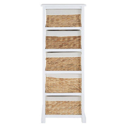 Orsina Ashby 5 Seagrass Drawer Chest - White & Natural