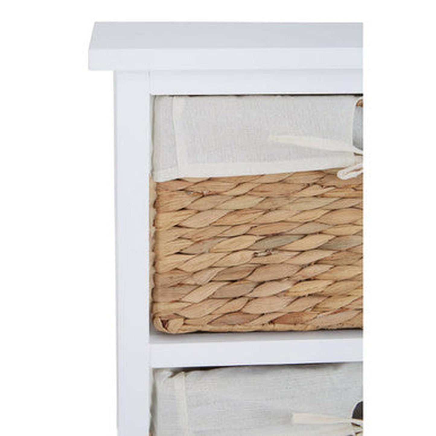 Orsina Ashby 5 Seagrass Drawer Chest - White & Natural