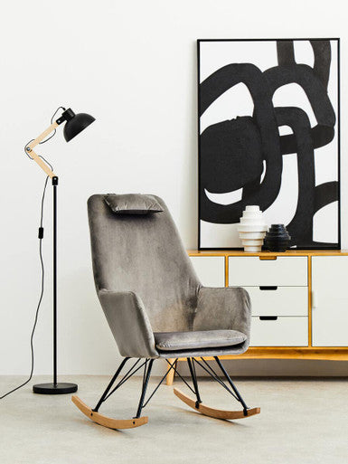 Orsina Stockholm Velvet Rocking Chair - Grey