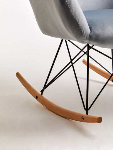 Orsina Stockholm Small Velvet Rocking Chair - Blue