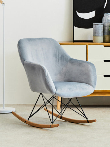 Orsina Stockholm Small Velvet Rocking Chair - Blue