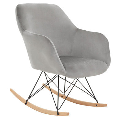 Orsina Stockholm Small Velvet Rocking Chair - Grey