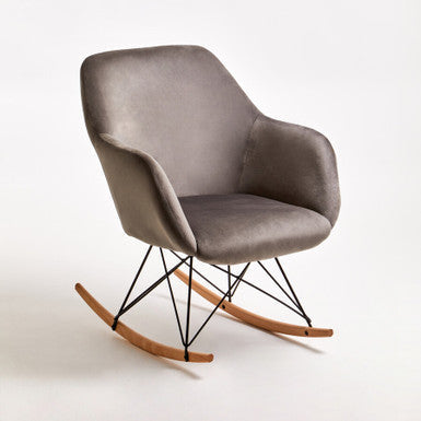 Orsina Stockholm Small Velvet Rocking Chair - Grey