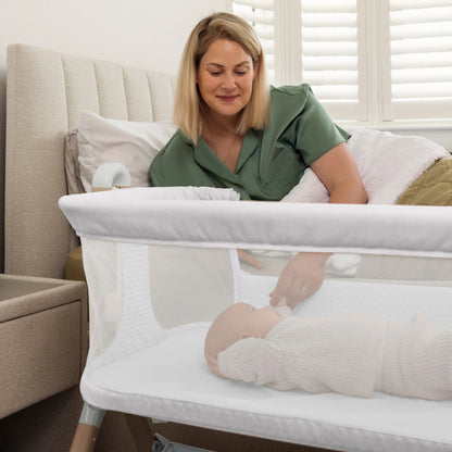 Obaby Cloud Bedside Crib - Grey - Dreamy Nursery