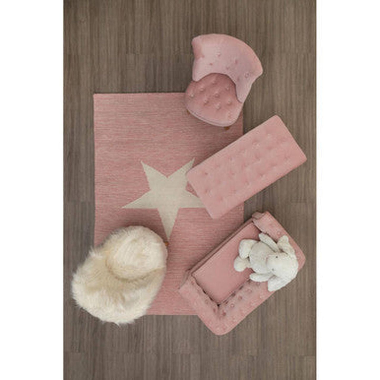 Orsina Star Rug - Pink & White (180 x 120 cm)